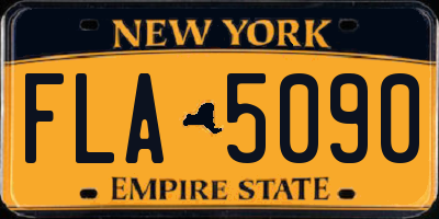 NY license plate FLA5090