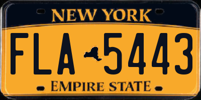 NY license plate FLA5443