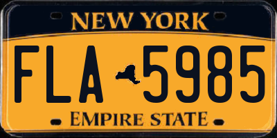 NY license plate FLA5985