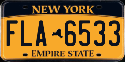 NY license plate FLA6533