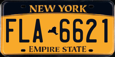 NY license plate FLA6621