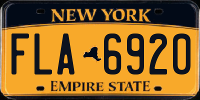NY license plate FLA6920