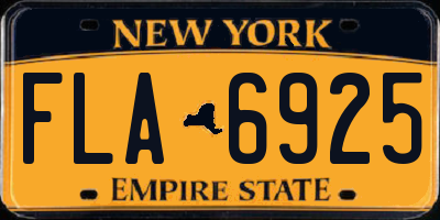 NY license plate FLA6925