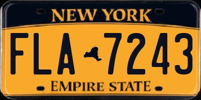NY license plate FLA7243