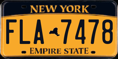NY license plate FLA7478