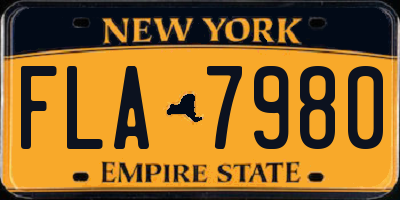 NY license plate FLA7980