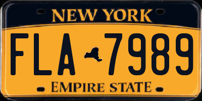 NY license plate FLA7989