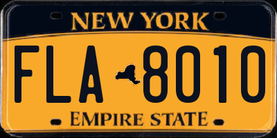 NY license plate FLA8010