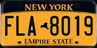 NY license plate FLA8019