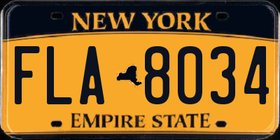 NY license plate FLA8034