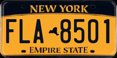 NY license plate FLA8501