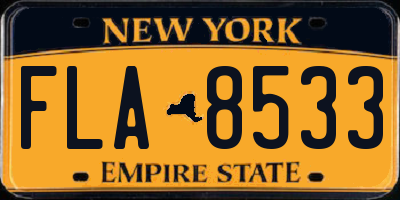 NY license plate FLA8533