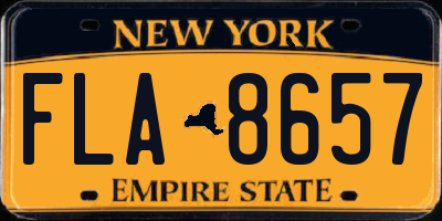 NY license plate FLA8657