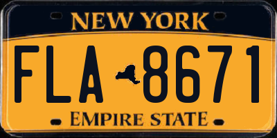 NY license plate FLA8671