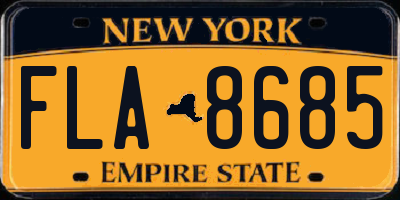 NY license plate FLA8685