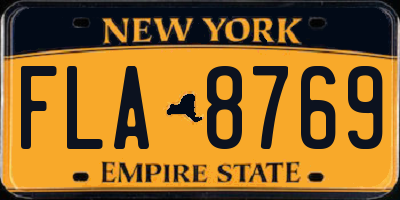NY license plate FLA8769