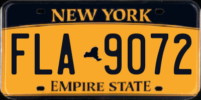 NY license plate FLA9072