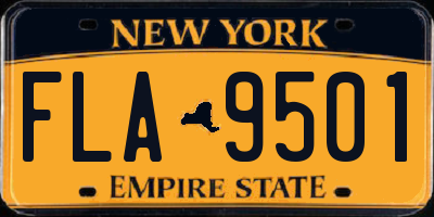 NY license plate FLA9501