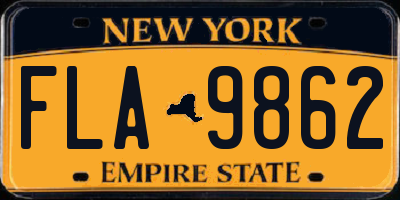 NY license plate FLA9862