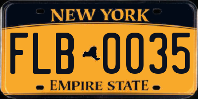 NY license plate FLB0035