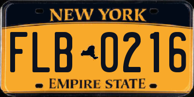 NY license plate FLB0216