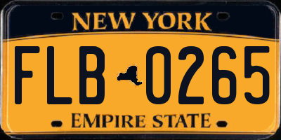 NY license plate FLB0265