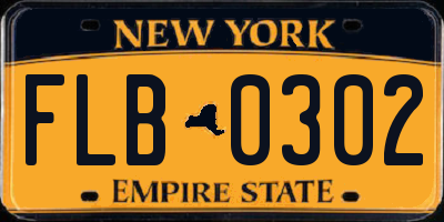 NY license plate FLB0302