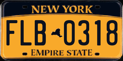 NY license plate FLB0318