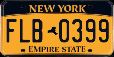NY license plate FLB0399