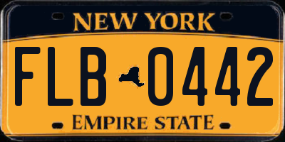 NY license plate FLB0442