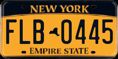 NY license plate FLB0445