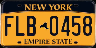 NY license plate FLB0458