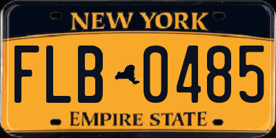 NY license plate FLB0485