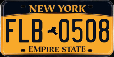 NY license plate FLB0508