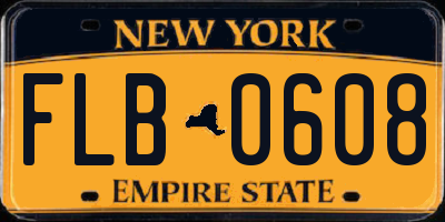 NY license plate FLB0608
