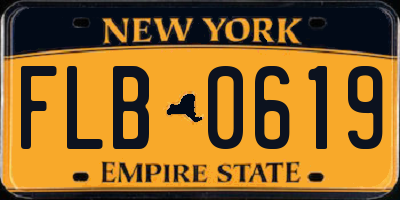 NY license plate FLB0619