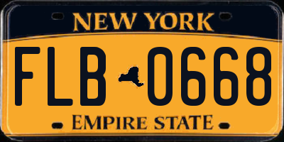 NY license plate FLB0668