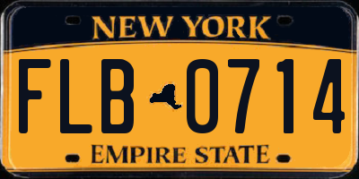 NY license plate FLB0714