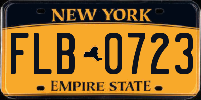 NY license plate FLB0723