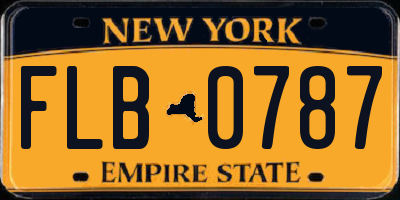 NY license plate FLB0787