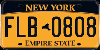 NY license plate FLB0808