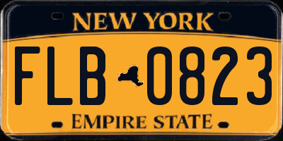 NY license plate FLB0823