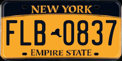 NY license plate FLB0837