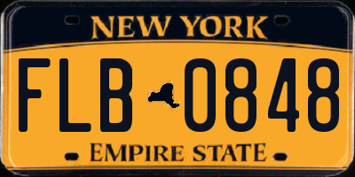 NY license plate FLB0848