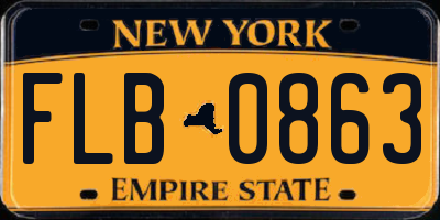 NY license plate FLB0863