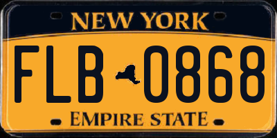 NY license plate FLB0868