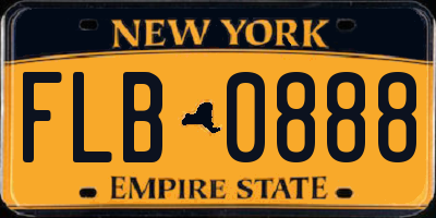 NY license plate FLB0888