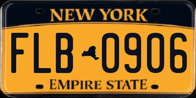 NY license plate FLB0906