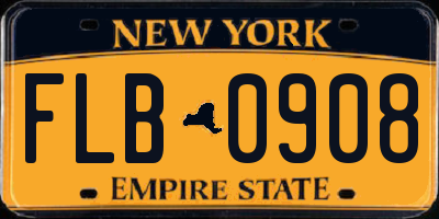 NY license plate FLB0908