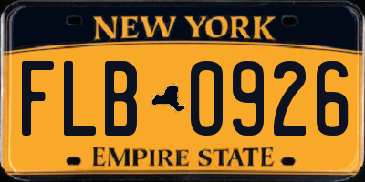 NY license plate FLB0926